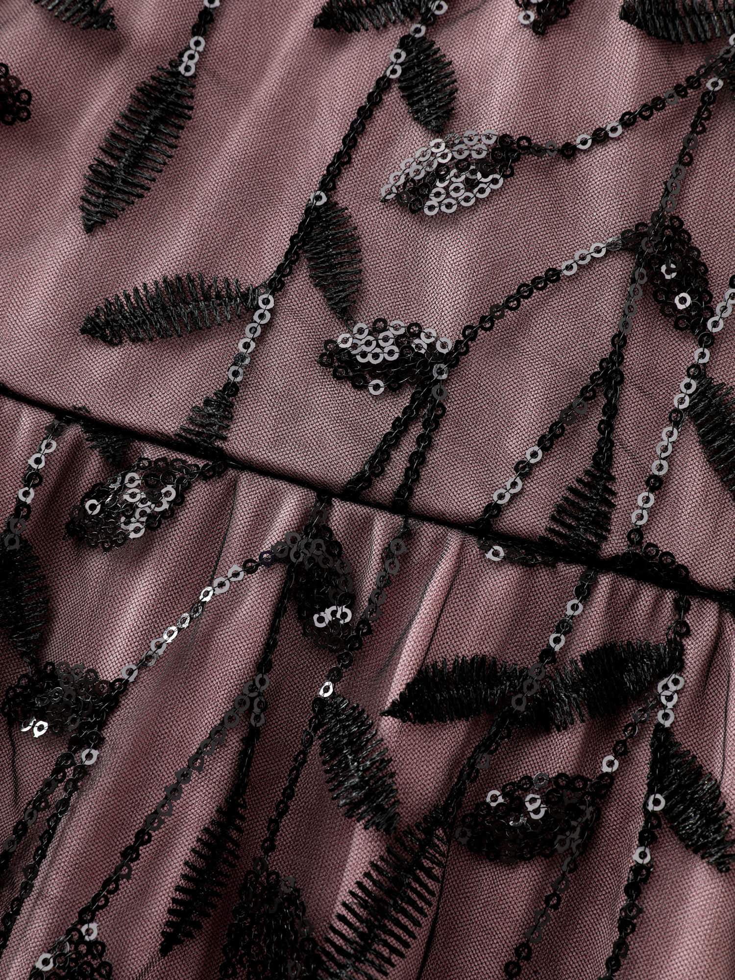 Sequin Embroidery Color Contrast V-Neck Midi Dress - Image 5