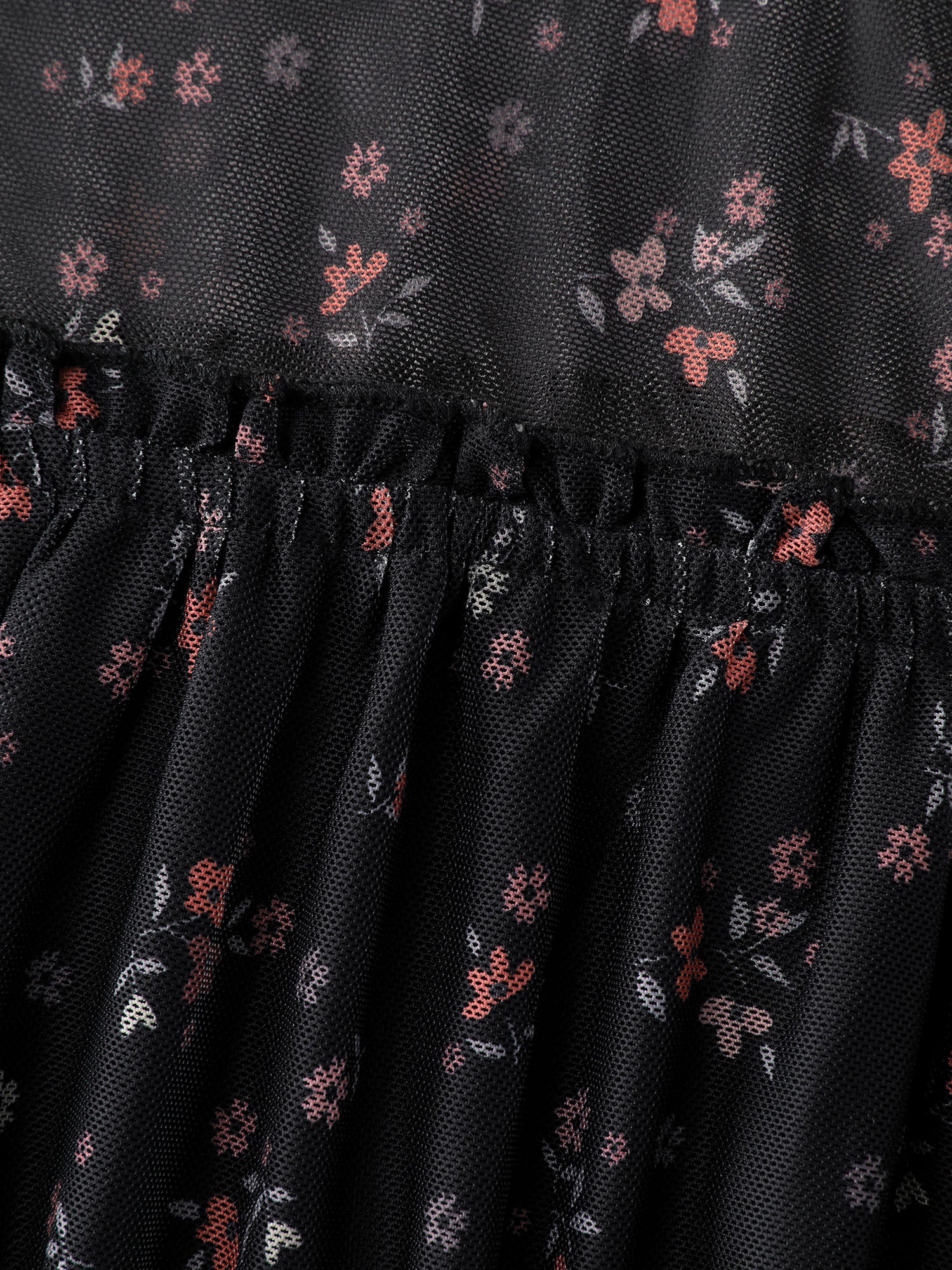 Sheer Floral Stretchy Net Knit Top - Image 5