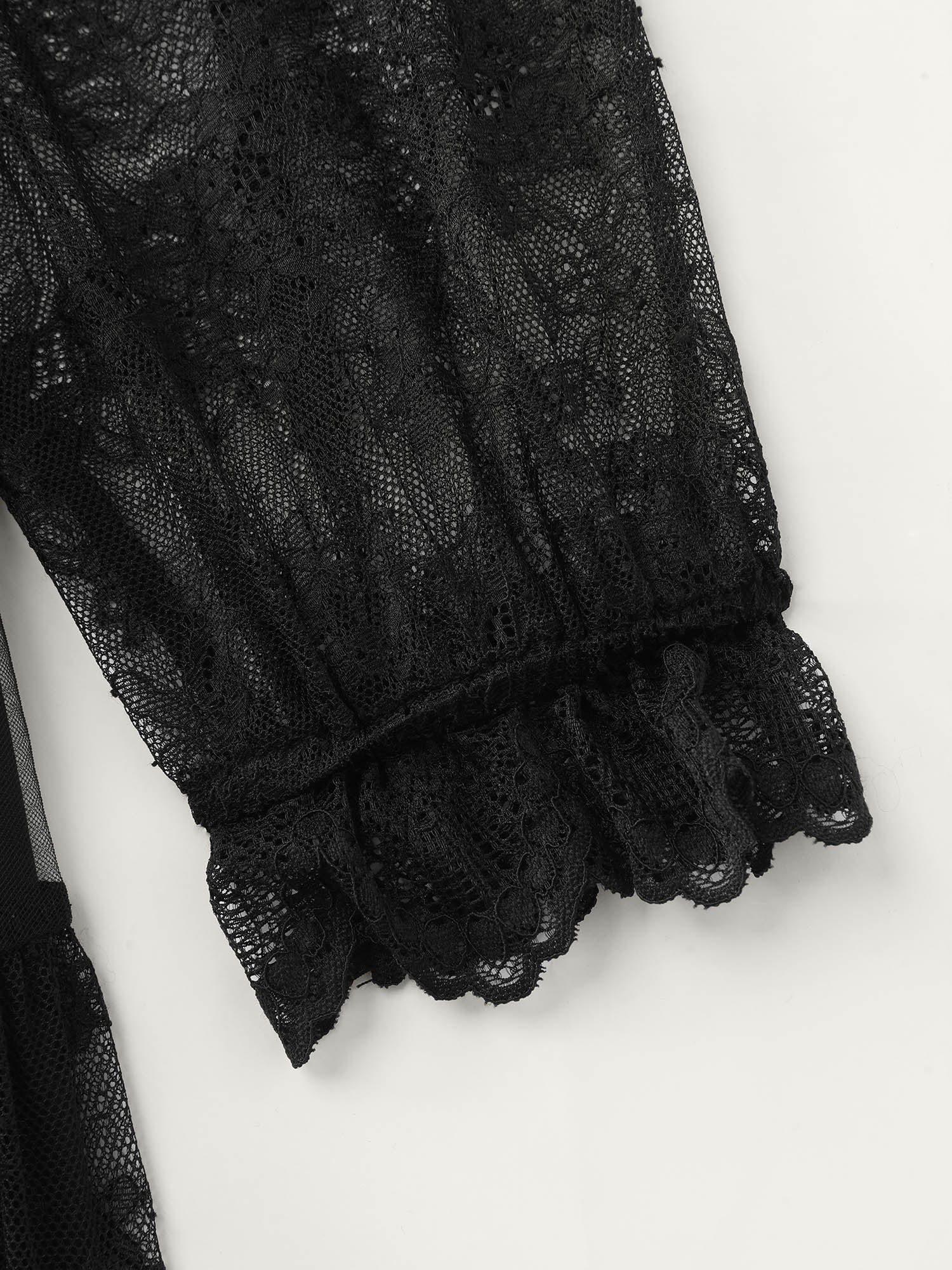 Sheer Lace Trim Stretchy Waist Midi Dress - Image 7