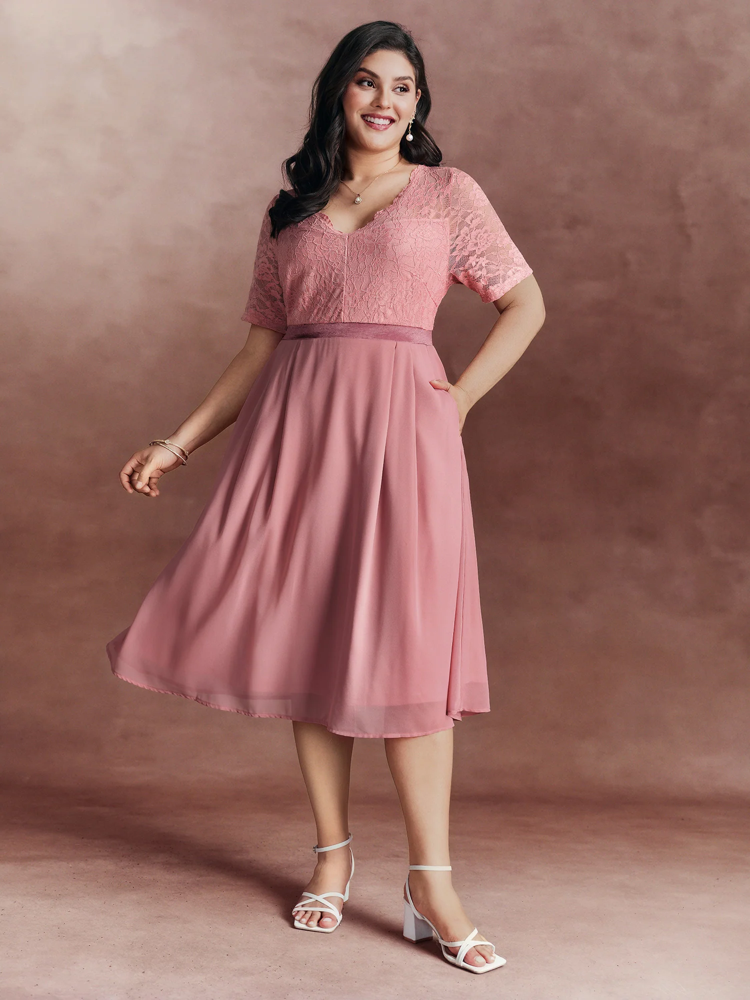 Soft Romance Sheer Lace Midi Dress - Image 3