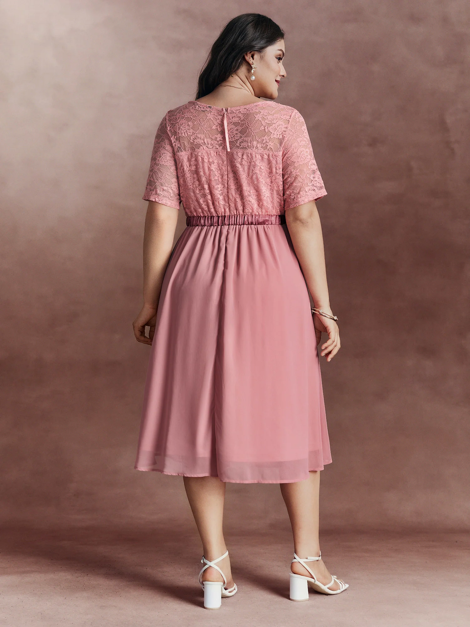 Soft Romance Sheer Lace Midi Dress - Image 4