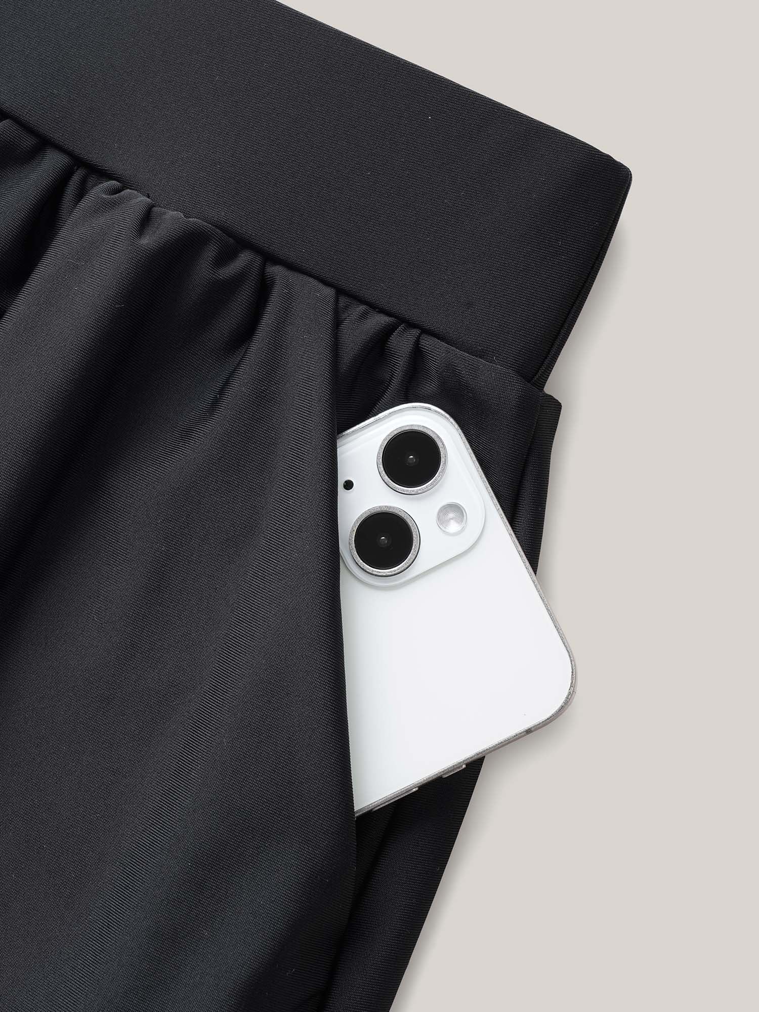 High Waisted Pockets Solid Pleated Swim Bottoms - Image 6