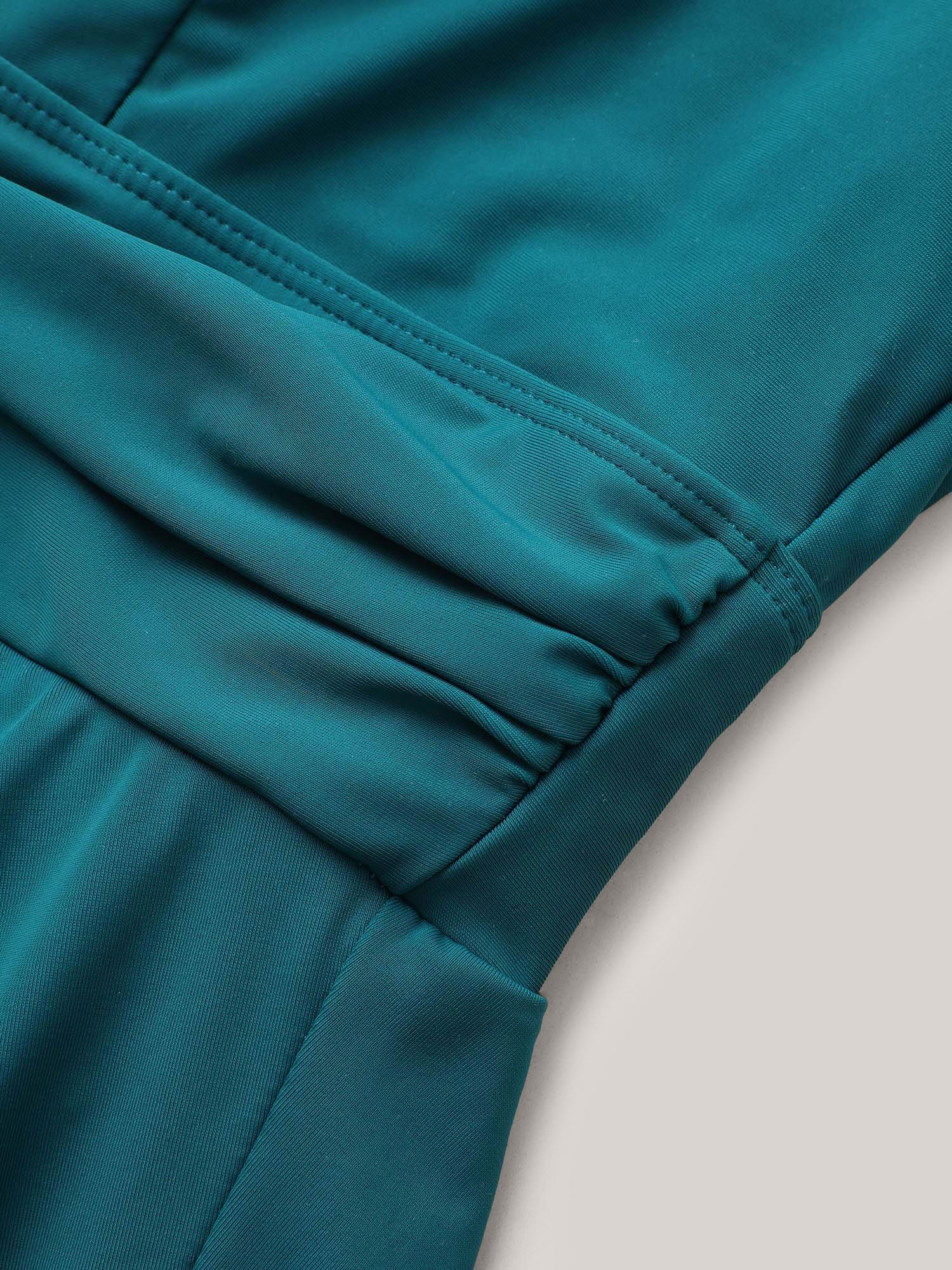 Solid Ruffle Hem Empire Waist Halter Neck Swim Dress - Image 10