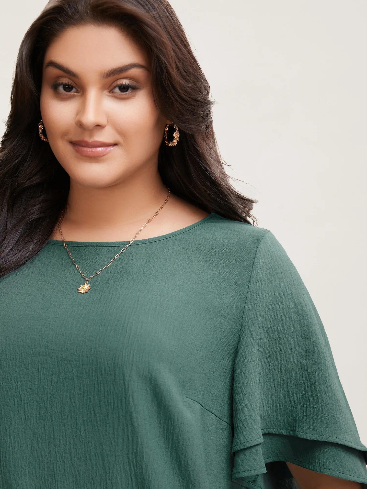 Solid Tiered Ruffles Split Hem Blouse - Image 11