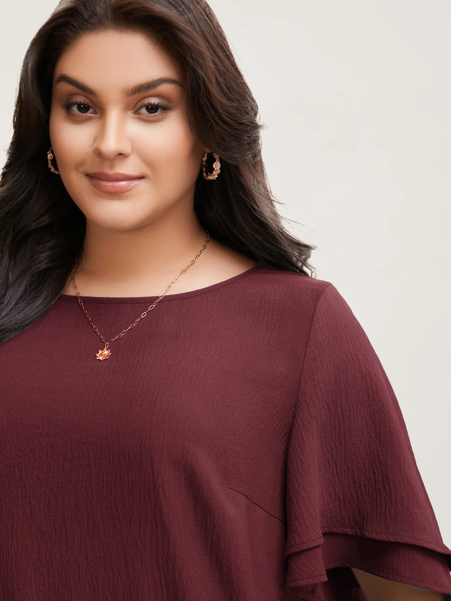 Solid Tiered Ruffles Split Hem Blouse - Image 7