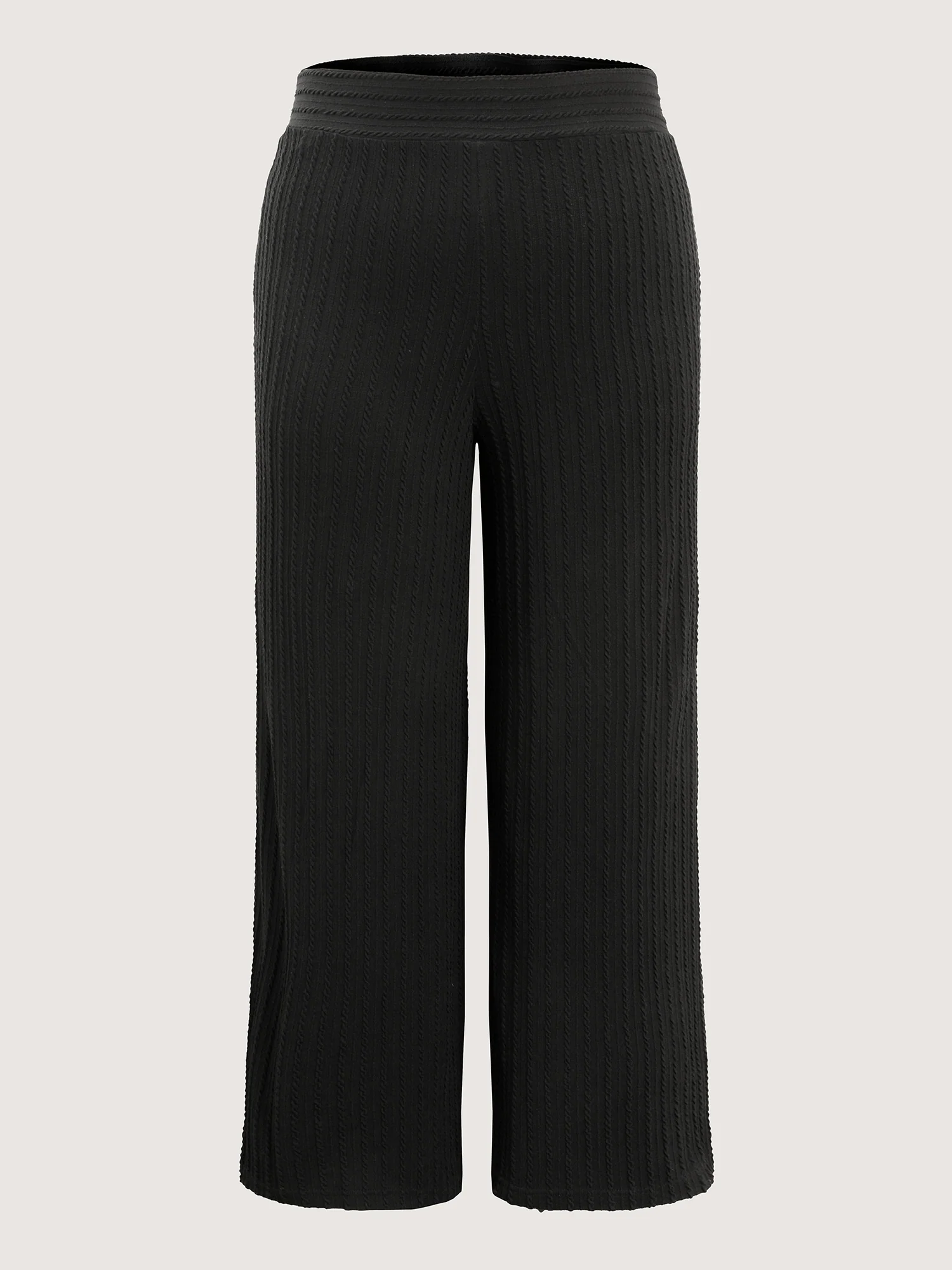 Stretchy Cable Knit Wide Leg Pants - Image 8