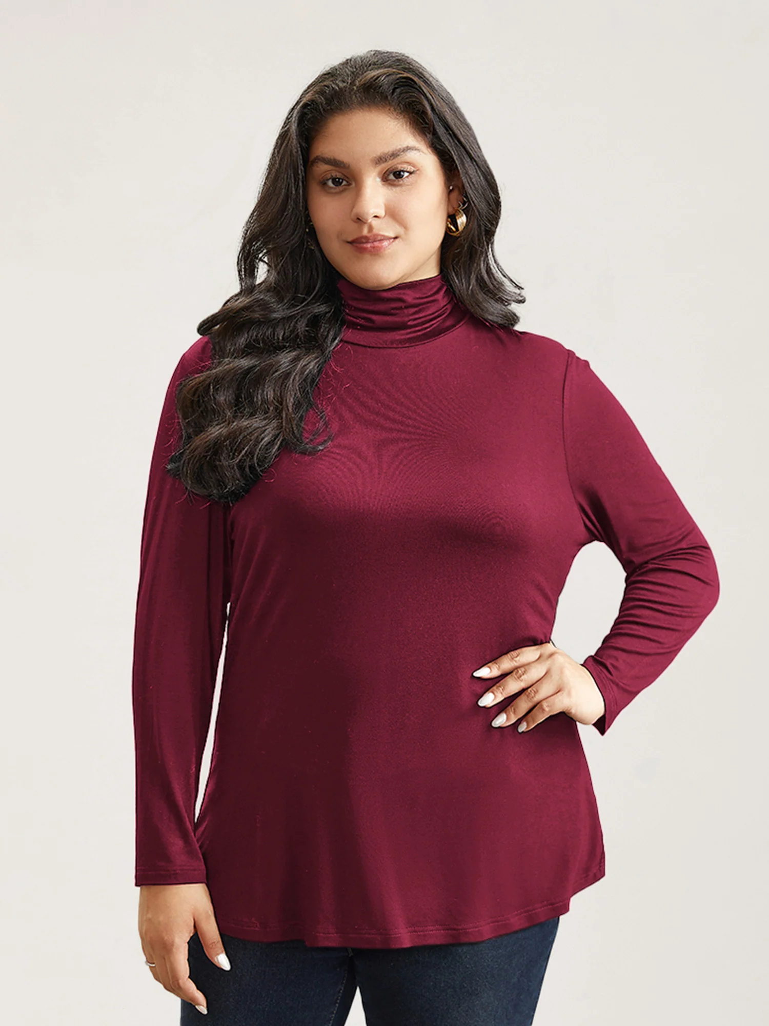 Supersoft Essentials Solid Funnel Neck Knit T-shirt - Image 12