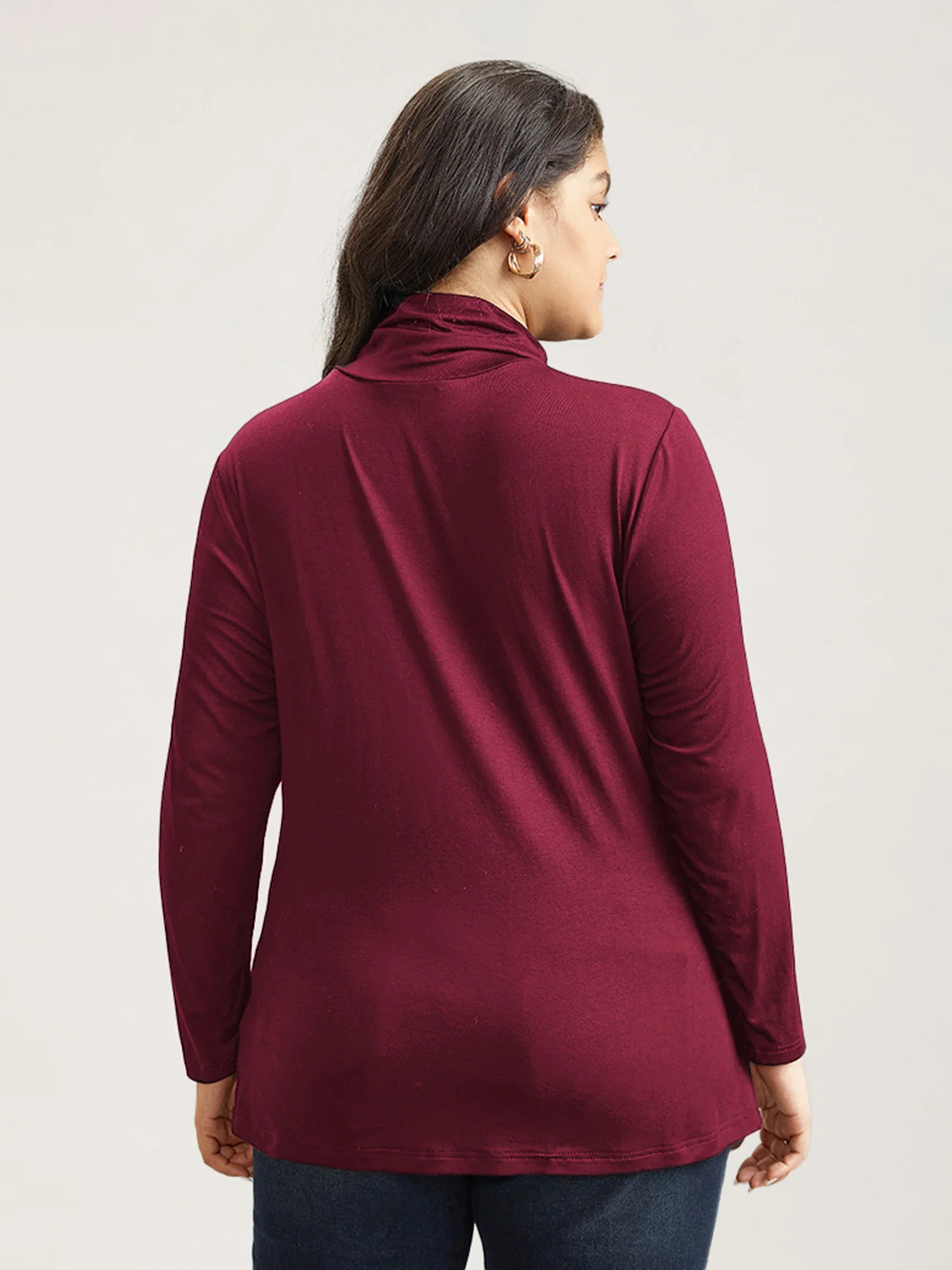 Supersoft Essentials Solid Funnel Neck Knit T-shirt - Image 13