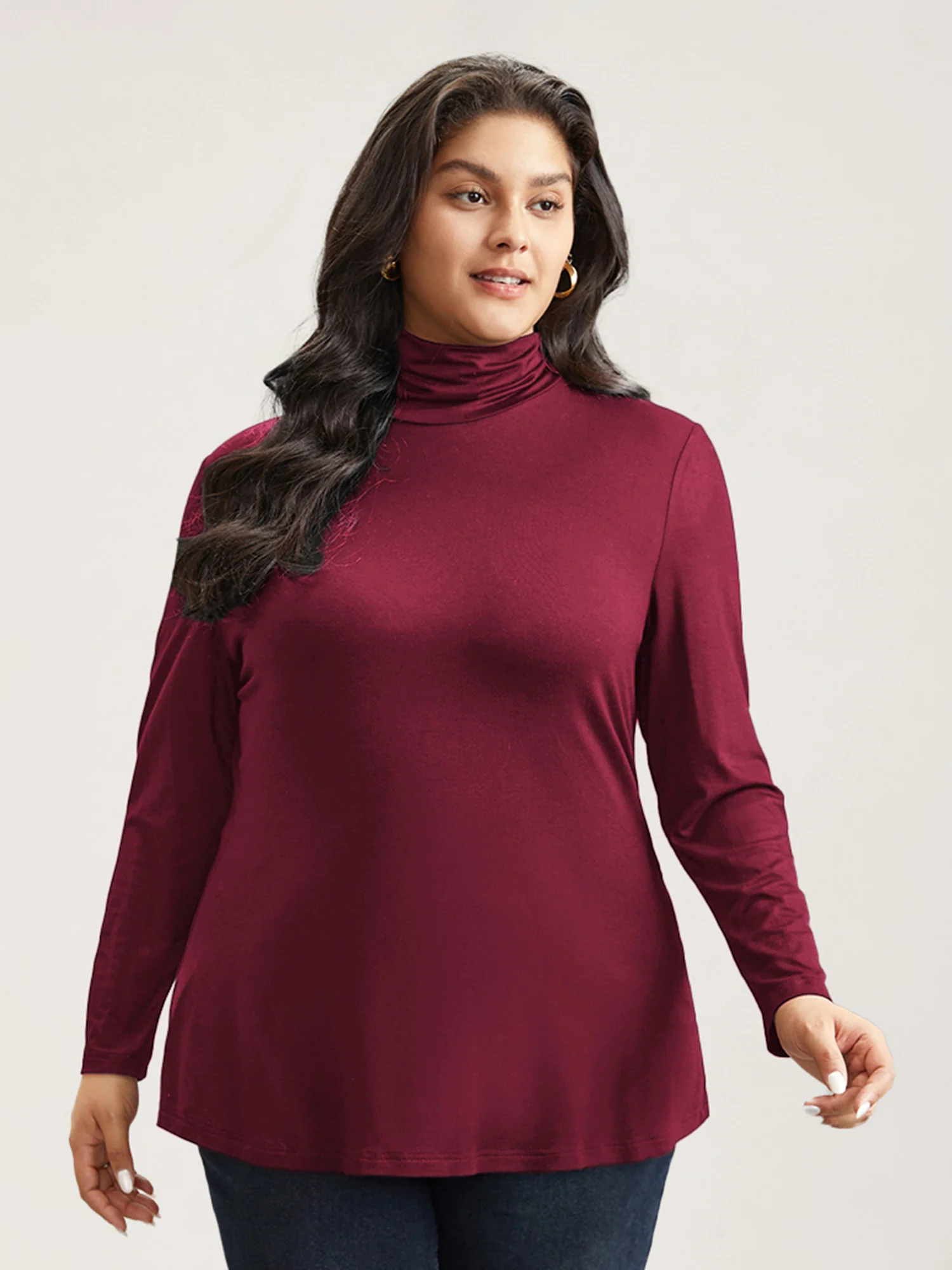 Supersoft Essentials Solid Funnel Neck Knit T-shirt - Image 14