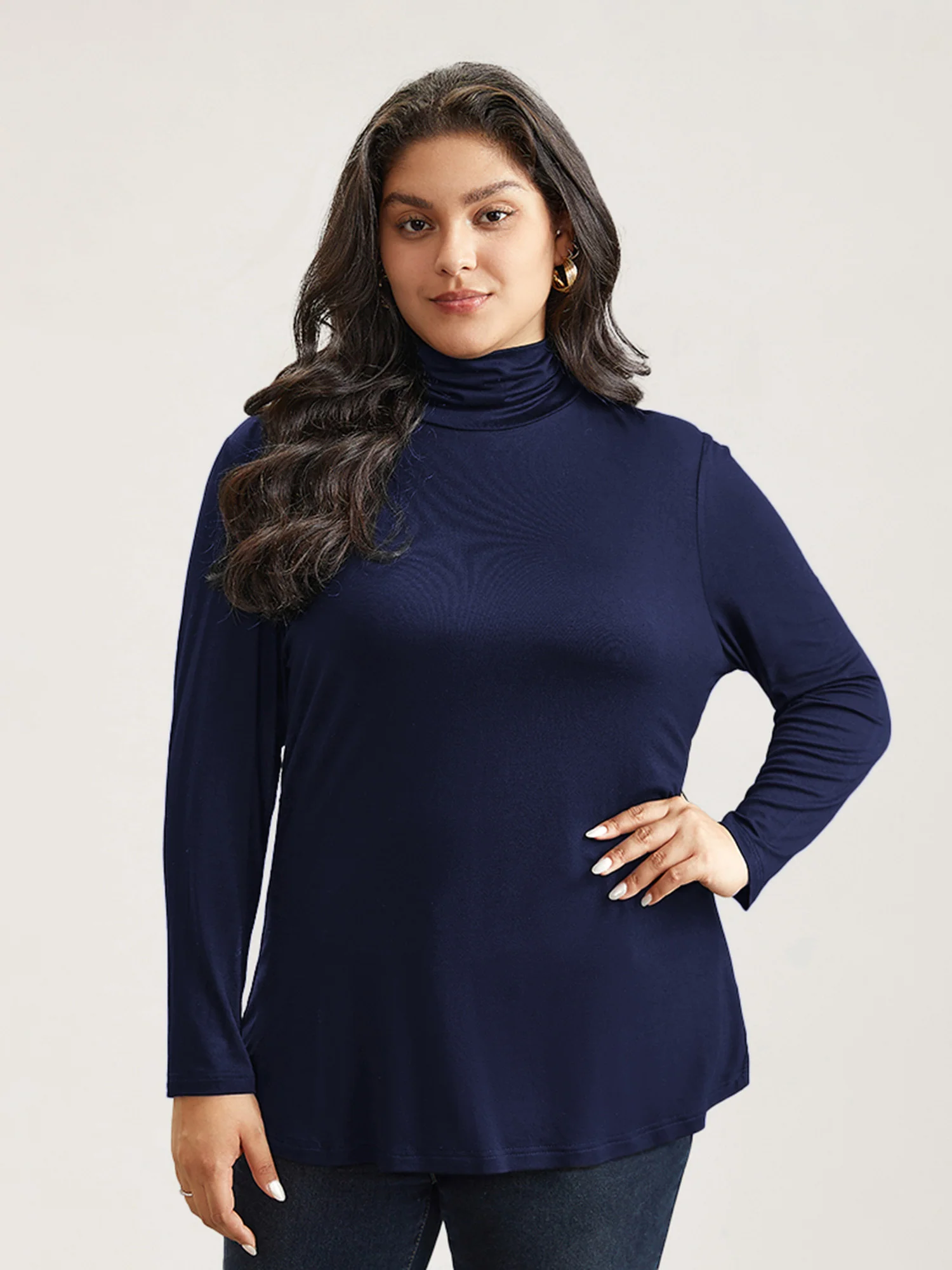 Supersoft Essentials Solid Funnel Neck Knit T-shirt - Image 7