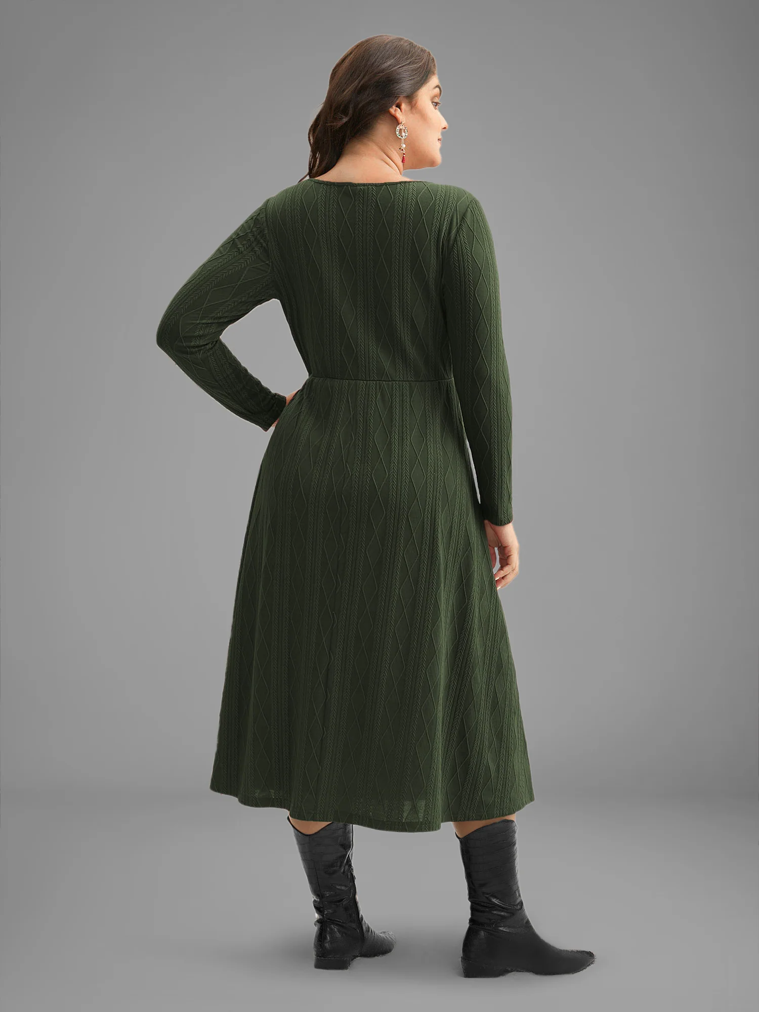 Textured Knit Fit-And-Flare Midi Dress - Image 16