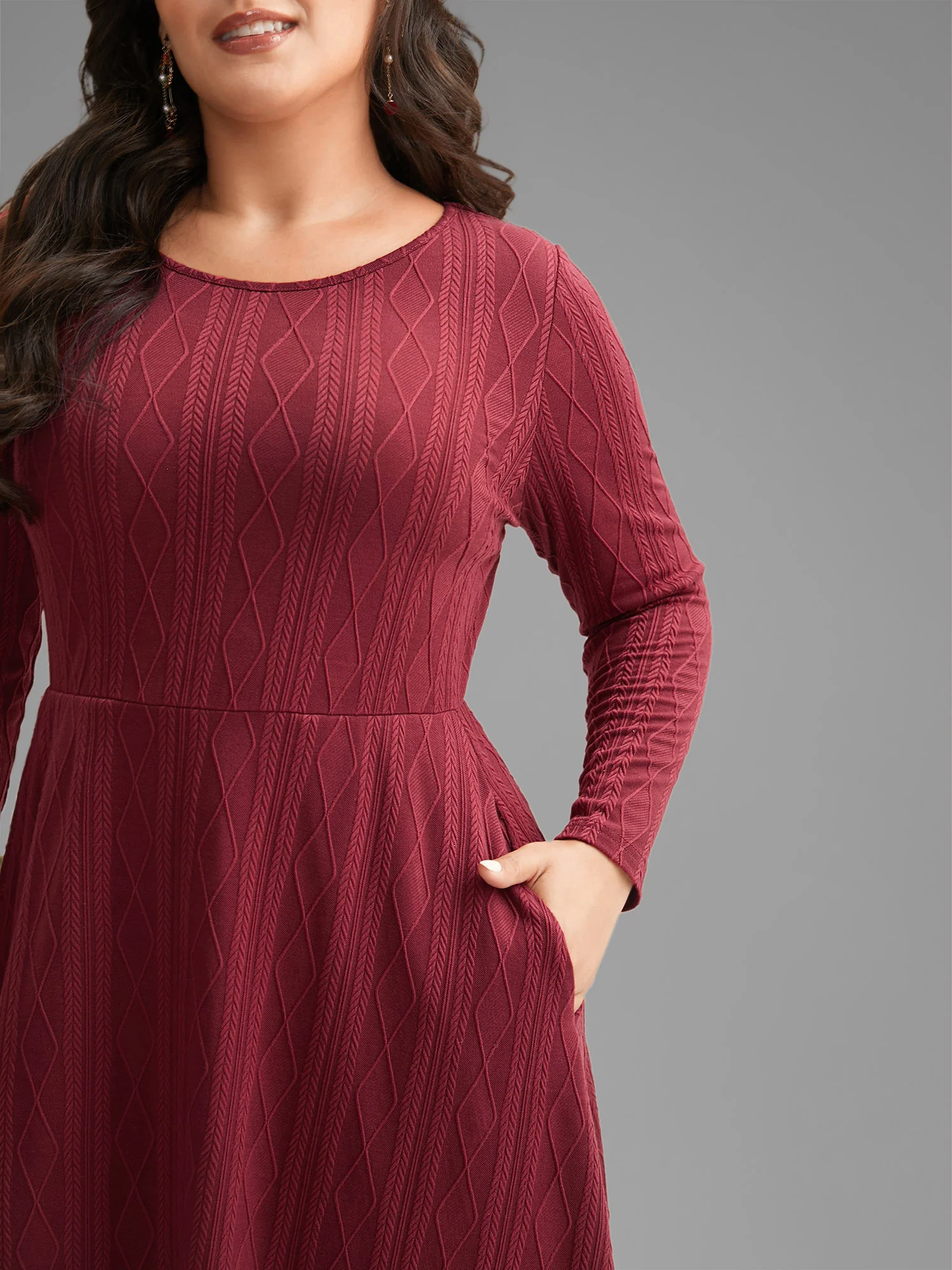 Textured Knit Fit-And-Flare Midi Dress - Image 6