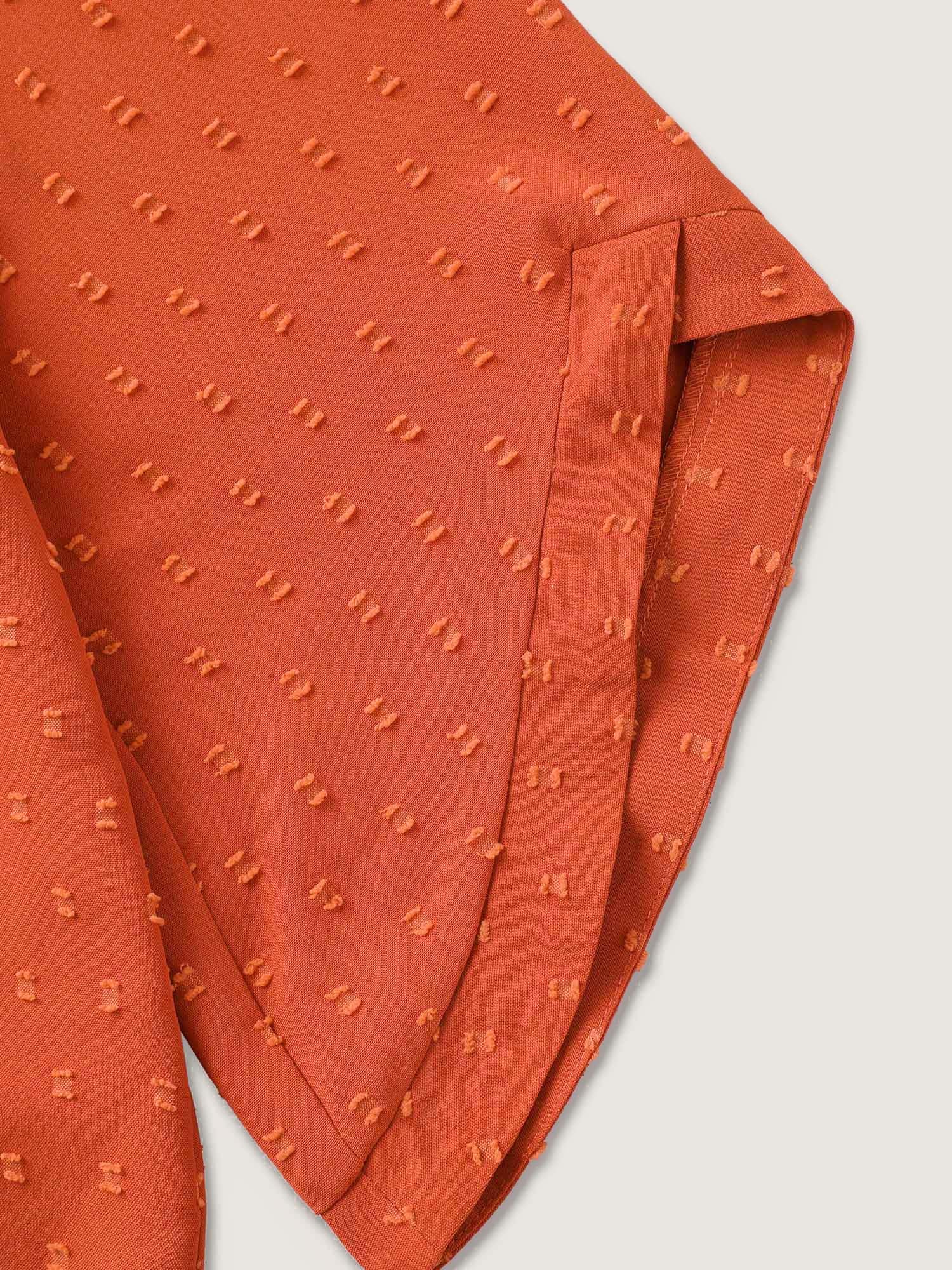 Textured Round Neck Bell Sleeve Blouse - Image 14