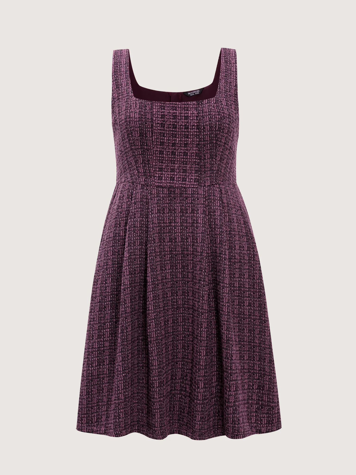 Tweed Pleated Waist Zipper Mini Dress - Image 7