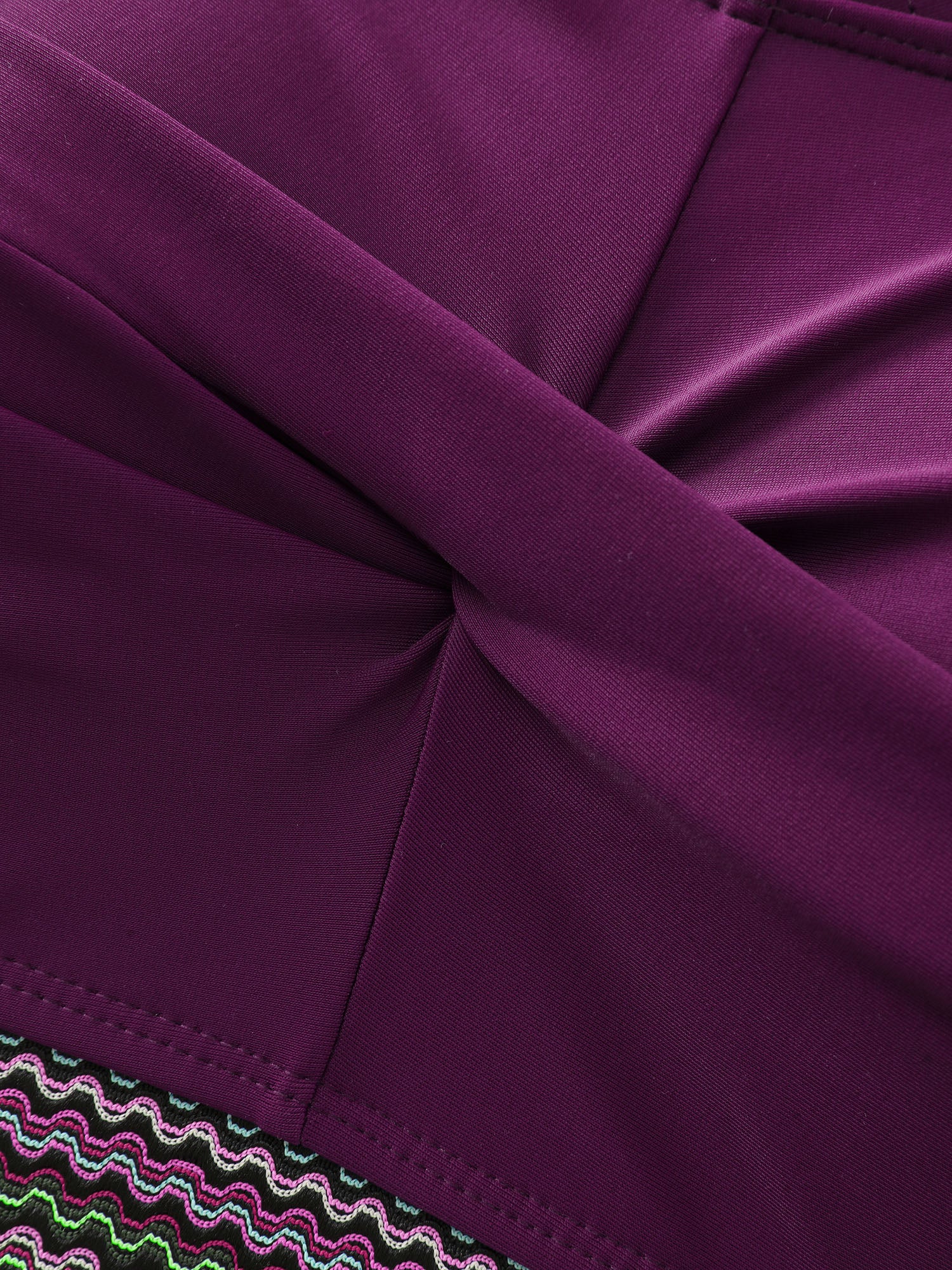 Twist Front Patchwork Woven Ribbon Swim Top - Image 5