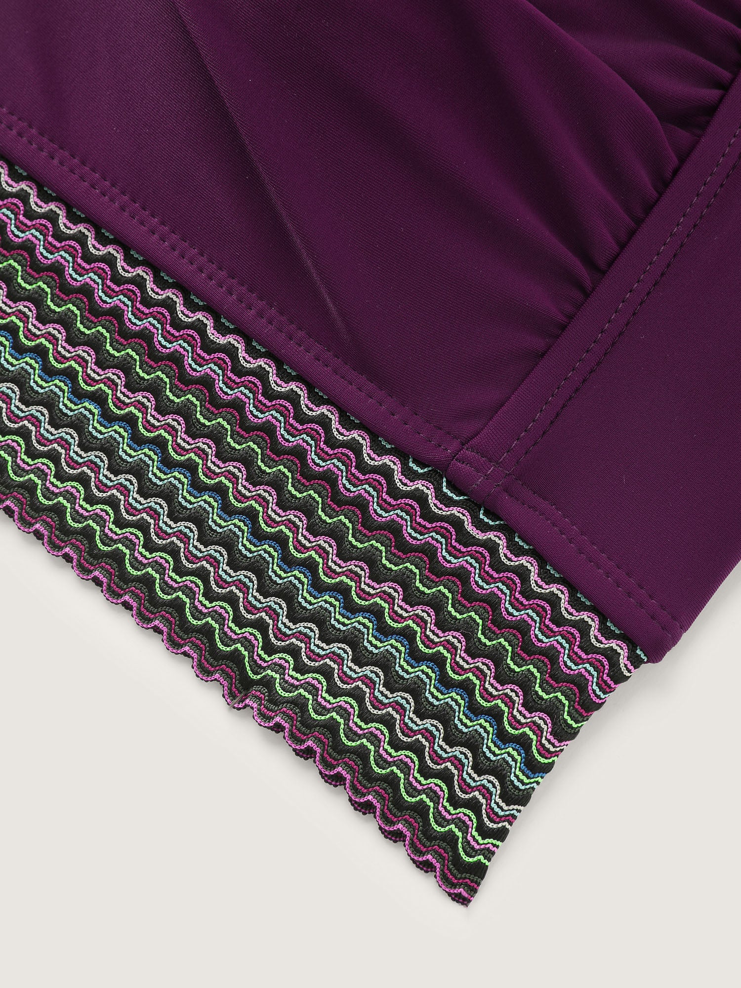 Twist Front Patchwork Woven Ribbon Swim Top - Image 6