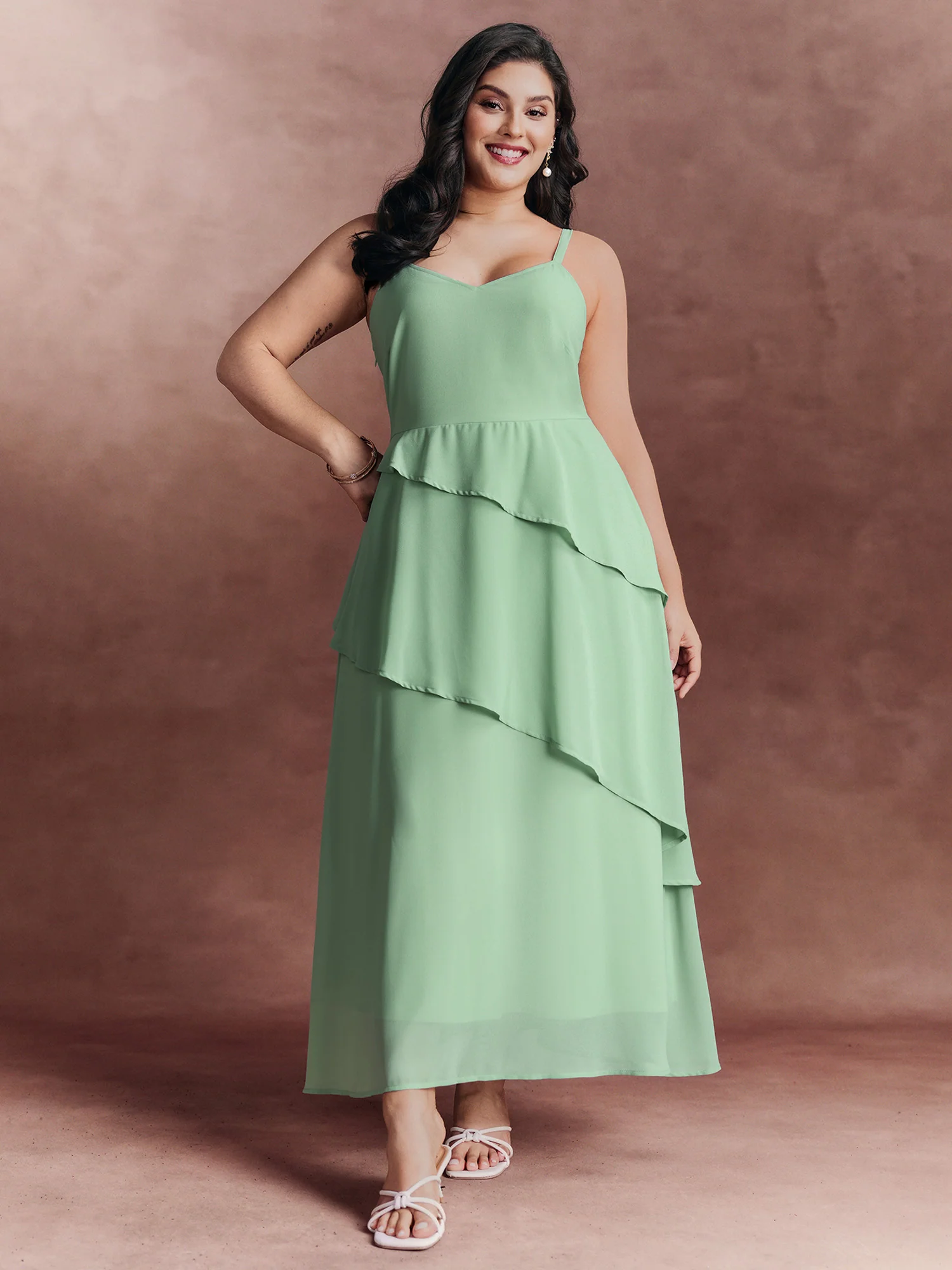 Two-Piece Charm Tiered Ruffled Hem Maxi Dress - Image 3