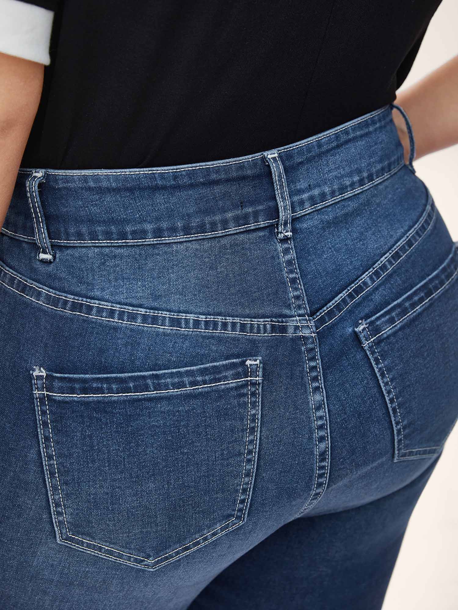 Folded Hem High-Rise Skinny-Fit Capri Jeans - Image 5